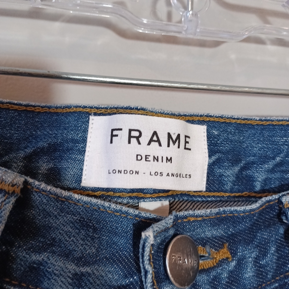 Frame Le Original High Rise Straight Fit Raw Hem Ankle Jean Size 30 - Picture 2 of 7